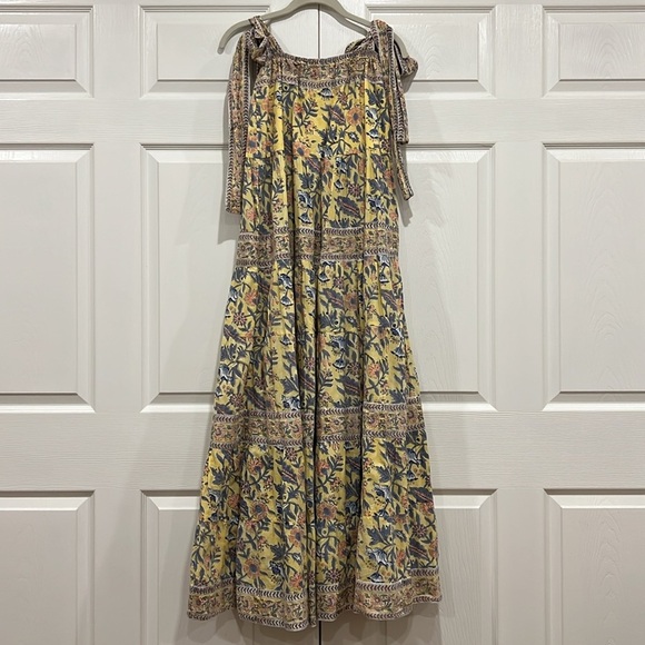 SUE SARTOR Annabel Dress Womens Floral Yellow Blue Size Small - Picture 8 of 10